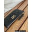 Chanel Gold-Tone Metal Logo Zip Card Holder AP3049 in Grained Calfskin Black