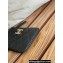 Chanel Gold-Tone Metal Logo Zip Card Holder AP3049 in Grained Calfskin Black