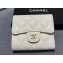 Chanel Classic Small Flap Wallet AP0231 in Grained Calfskin White/Gold