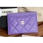 Chanel Classic Card Holder AP0213 in Grained Calfskin Purple