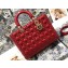 Dior Large Lady Dior Bag in Cannage Lambskin Red