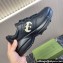 Gucci leather Rhyton Women/Men Sneakers with Contrasting Interlocking G cut-out Black/White 2023