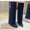 Givenchy Heel 8.5cm Shark Lock boots petrol Blue with strass 2023