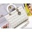 Dior Large Lady Dior Bag in Cannage Lambskin White