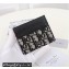 Dior Card Holder in Beige and Black Dior Oblique Jacquard and Black Grained Calfskin