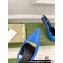 Gucci Heel 5.5cm Leather Pumps with Tiger head 764198 crocodile print Blue 2023