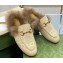 Gucci Wool Fur 2015 Re-Edition women's Princetown Slipper with Horsebit 397749 Jumbo GG Canvas Beige 2023