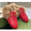 Gucci Wool Fur 2015 Re-Edition women's Princetown Slipper with Horsebit 397749 Leather Red 2023