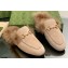 Gucci Wool Fur 2015 Re-Edition women's Princetown Slipper with Horsebit 397749 Suede Beige 2023