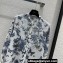 Dior Flared Mid-Length Shirt in White and Pastel Midnight Blue Cotton Voile with Toile de Jouy Mexico Motif 2023