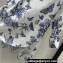 Dior Flared Mid-Length Shirt in White and Pastel Midnight Blue Cotton Voile with Toile de Jouy Mexico Motif 2023