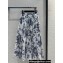 Dior Flared Mid-Length Skirt in White and Pastel Midnight Blue Cotton Voile with Toile de Jouy Mexico Motif 2023