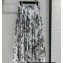 Dior Flared Mid-Length Skirt in White and Pastel Pink Cotton Voile with Toile de Jouy Mexico Motif 2023