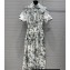 Dior Flared Mid-Length Dress in White and Pastel Pink Cotton Voile with Toile de Jouy Mexico Motif 2023