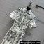 Dior Flared Mid-Length Dress in White and Pastel Pink Cotton Voile with Toile de Jouy Mexico Motif 2023