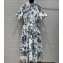 Dior Flared Mid-Length Dress in White and Pastel Midnight Blue Cotton Voile with Toile de Jouy Mexico Motif 2023