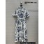 Dior Flared Mid-Length Dress in White and Pastel Midnight Blue Cotton Voile with Toile de Jouy Mexico Motif 2023