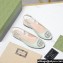 Gucci Women's slingback ballerina with crystals Double G 762765 in patent leather Pale Green 2023