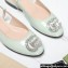 Gucci Women's slingback ballerina with crystals Double G 762765 in patent leather Pale Green 2023