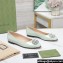 Gucci Women's ballerina with crystals Double G in patent leather Pale Green 2023