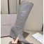 Jimmy Choo Blake Wedge Knee-High Boots with Honeybomb Crystals in Suede Silver 2023