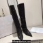Jimmy Choo Blake Wedge Knee-High Boots with Honeybomb Crystals in Suede Black 2023