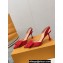 Louis Vuitton Heel 7.5cm Blossom Slingback Pumps with Bow Suede Red 2023