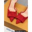 Louis Vuitton Heel 7.5cm Blossom Slingback Pumps with Bow Suede Red 2023