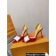 Louis Vuitton Heel 9.5cm Blossom Slingback Pumps with Bow Suede Red/Patent White 2023