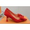 Louis Vuitton Heel 7.5cm Blossom Pumps with Bow Suede Red 2023