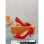 Louis Vuitton Heel 7.5cm Blossom Pumps with Bow Suede Red 2023