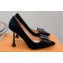 Louis Vuitton Heel 9.5cm Blossom Pumps with Bow Suede Black 2023