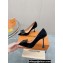 Louis Vuitton Heel 9.5cm Blossom Pumps with Bow Suede Black 2023