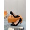 Louis Vuitton Heel 9.5cm Blossom Pumps with Bow Suede Black 2023