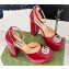 Gucci Heel 11.5cm Women's platform 3.5cm pumps with crystals Double G 762386 Patent Red 2023