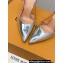 Louis Vuitton Heel 9.5cm Blossom Slingback Pumps Patent Silver 2023