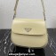 Prada Cleo brushed leather shoulder bag with flap 1BD316 Beige 2023