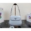 Prada Cleo brushed leather shoulder bag with flap 1BD316 Baby Blue 2023