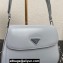 Prada Cleo brushed leather shoulder bag with flap 1BD316 Baby Blue 2023