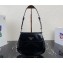 Prada Cleo brushed leather shoulder bag with flap 1BD316 Black 2023