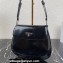 Prada Cleo brushed leather shoulder bag with flap 1BD316 Black 2023
