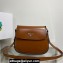 Prada Cleo brushed leather shoulder bag with flap 1BD316 Brown 2023