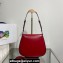 Prada Cleo brushed leather shoulder bag with flap 1BD316 Red 2023
