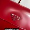 Prada Cleo brushed leather shoulder bag with flap 1BD316 Red 2023