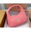 Miu Miu Wander matelassé nappa leather hobo bag 5BC125 Pink 2023