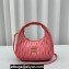 Miu Miu Wander matelassé nappa leather hobo bag 5BC125 Pink 2023