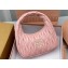 Miu Miu Wander matelassé nappa leather hobo bag 5BC125 Light Pink 2023