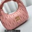 Miu Miu Wander matelassé nappa leather hobo bag 5BC125 Light Pink 2023