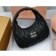 Miu Miu Wander matelassé nappa leather hobo bag 5BC125 Black 2023