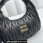 Miu Miu Wander matelassé nappa leather hobo bag 5BC125 Black 2023